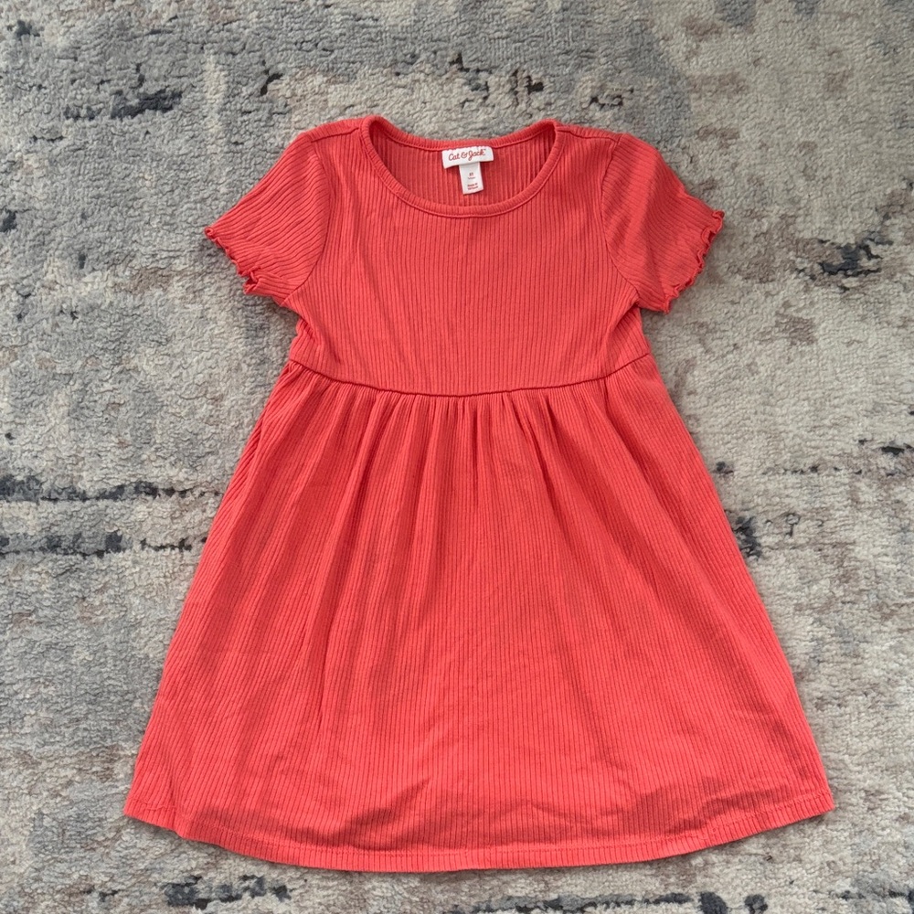 Girls Cat & Jack Vibrant Coral Casual Dress size 5T
